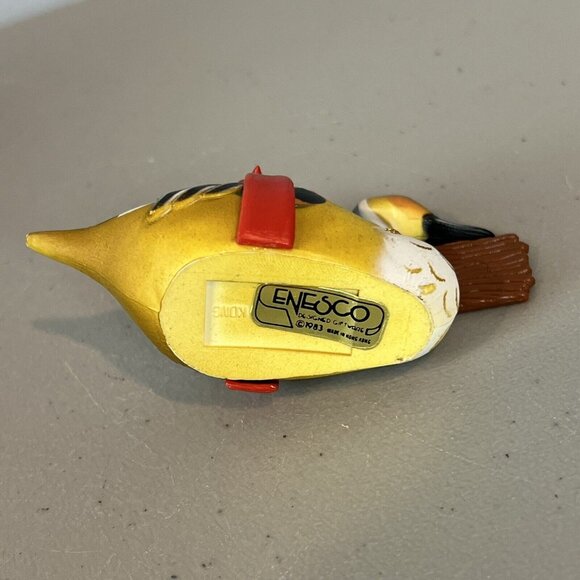 Enesco Yellow Duck Merry Christmas Ornament Happy Holiday Figurine Hong Kong Vtg - Picture 7 of 10